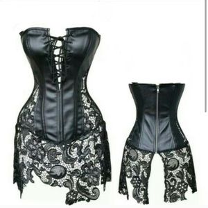 Strapless Zip Up Corset with Lace Detail